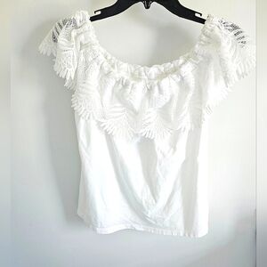 A New Day Lace White Off Shoulder Top